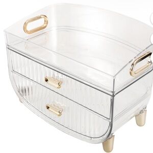Marshalls Clear Acrylic Makeup Organizer with Gold Handles